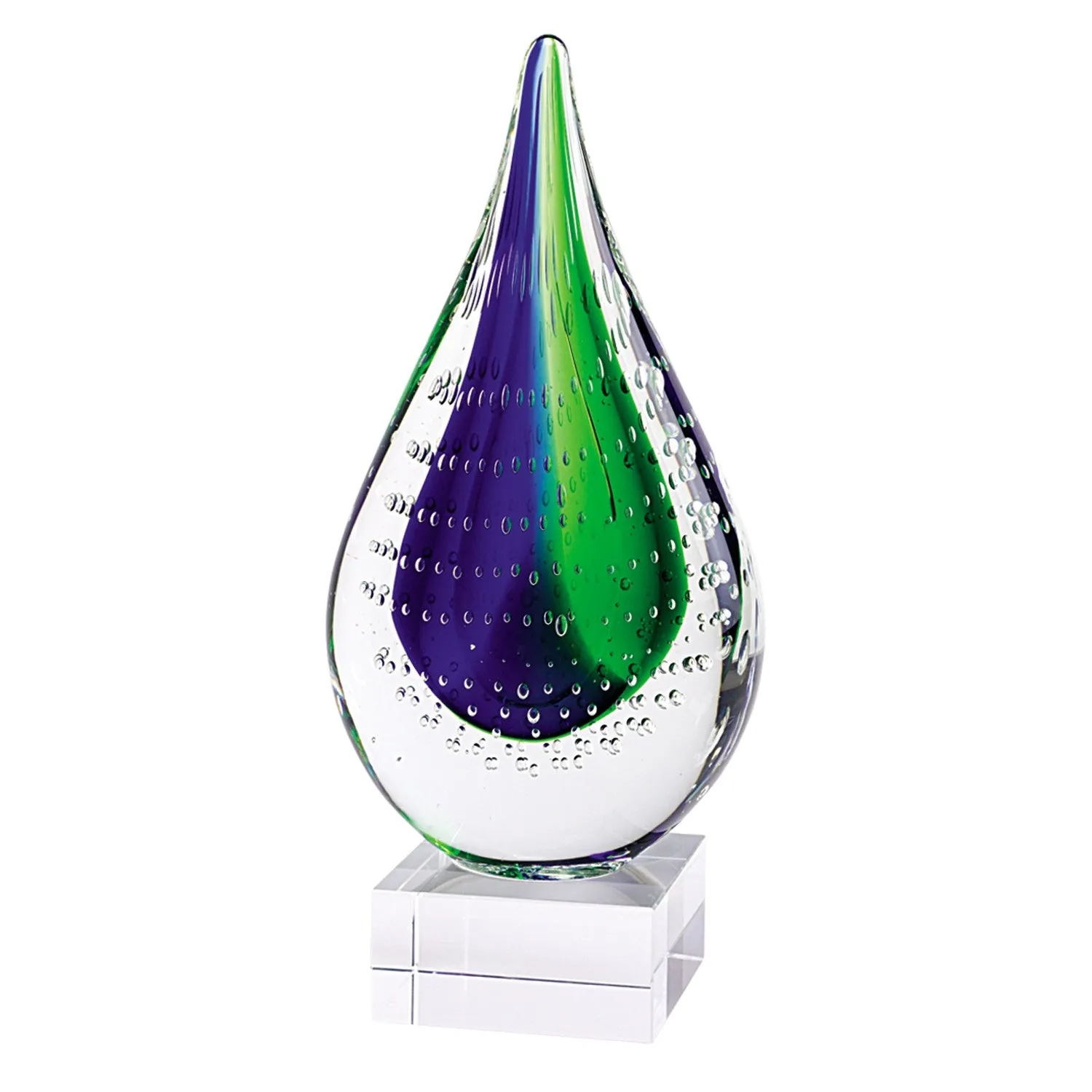 11 Mouth Blown Teardrop Centerpiece on Crystal Base By Homeroots - 376116