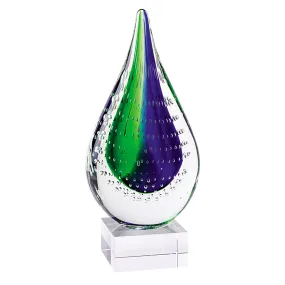 11 Mouth Blown Teardrop Centerpiece on Crystal Base By Homeroots - 376116