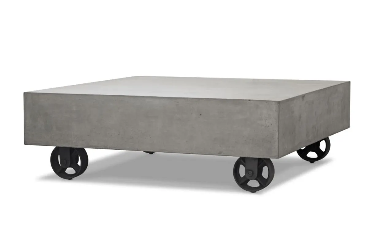 14' Concrete and Metal Coffee Table By Homeroots