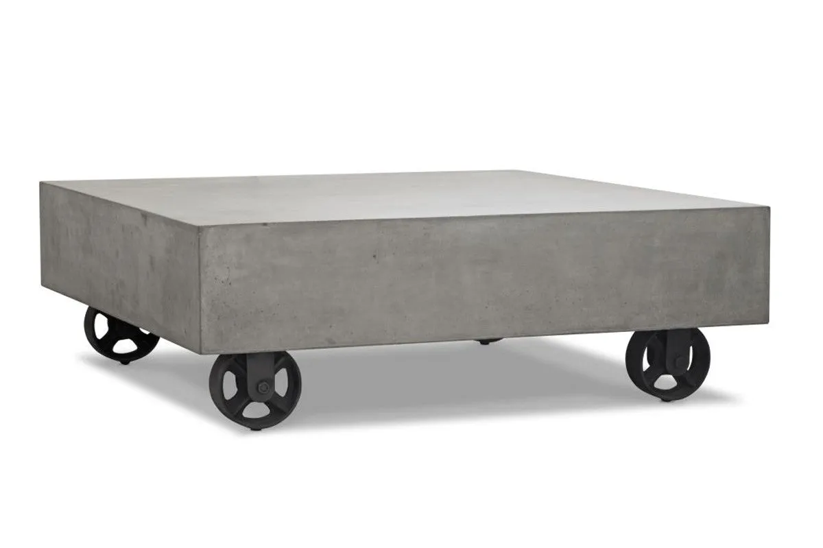 14' Concrete and Metal Coffee Table By Homeroots