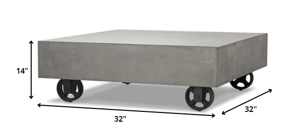 14' Concrete and Metal Coffee Table By Homeroots