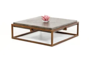 15' Concrete and Metal Coffee Table By Homeroots