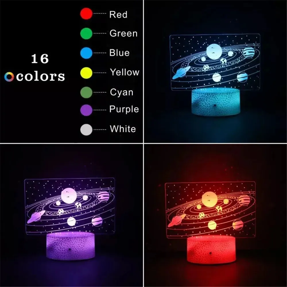 3D LED Solar System Illusion Night Light