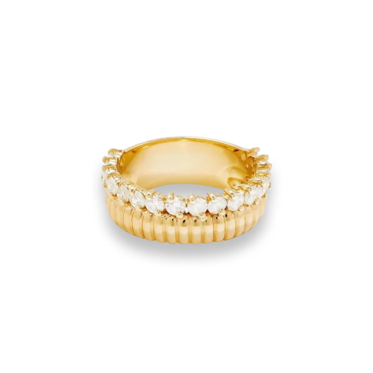 50/50 Fluted Gold & Diamond Stacking Ring