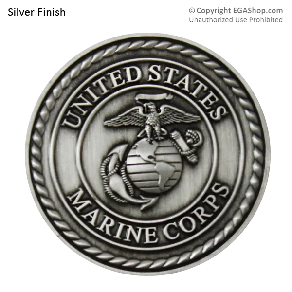 Achievement Coin, Silver: Custom Engraved Marine Corps Coin