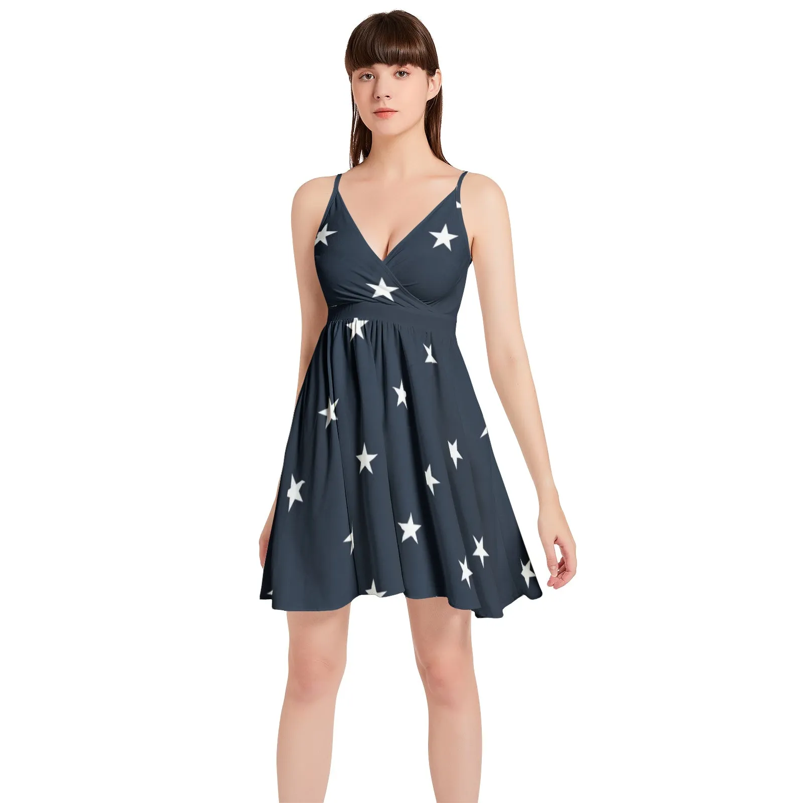 All Stars Spaghetti Strap Sleeveless Falred Hem Short Dress