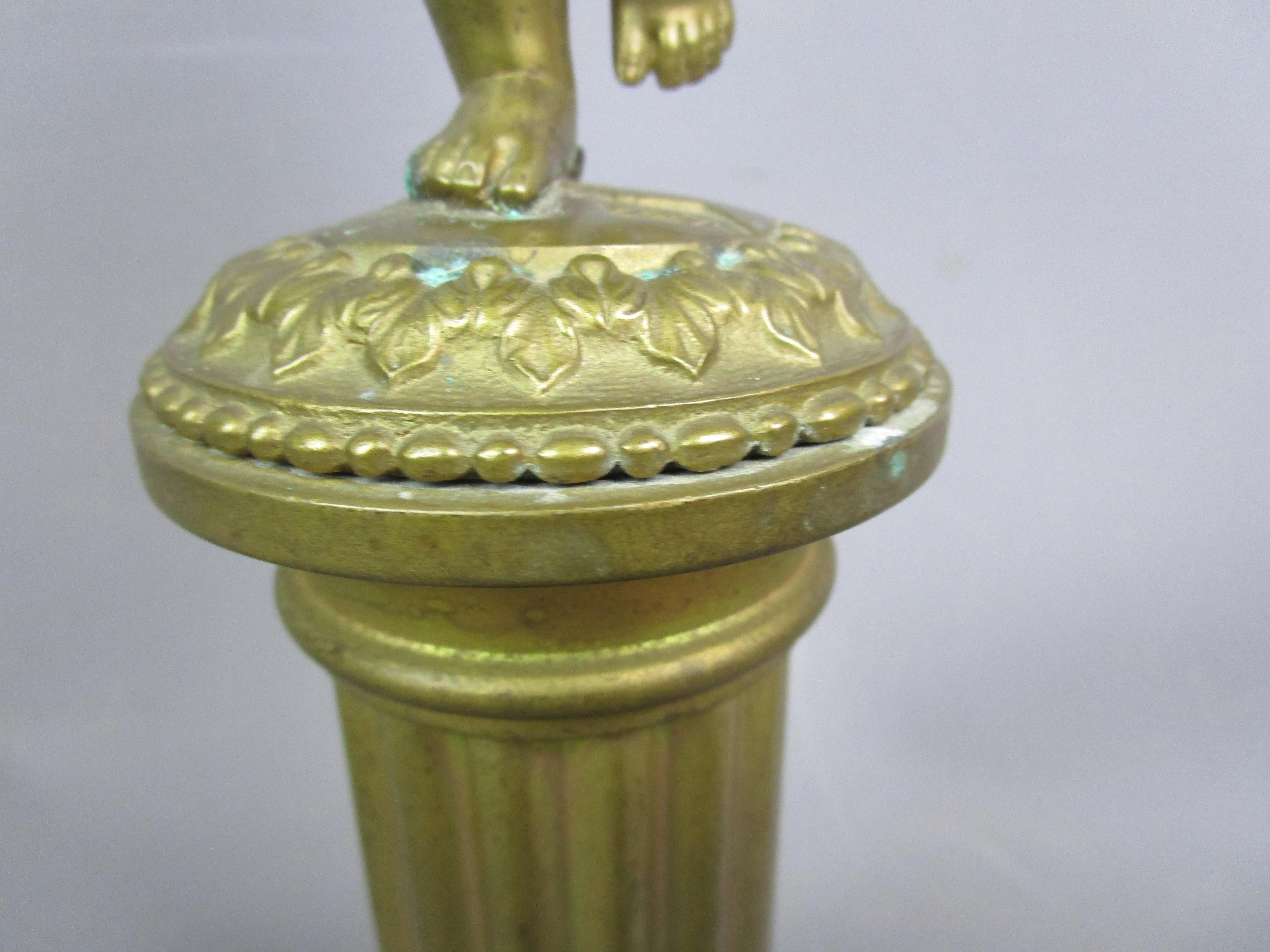 Converted To Electric Gas Cherub Putto Lamp Base Antique Victorian c1890