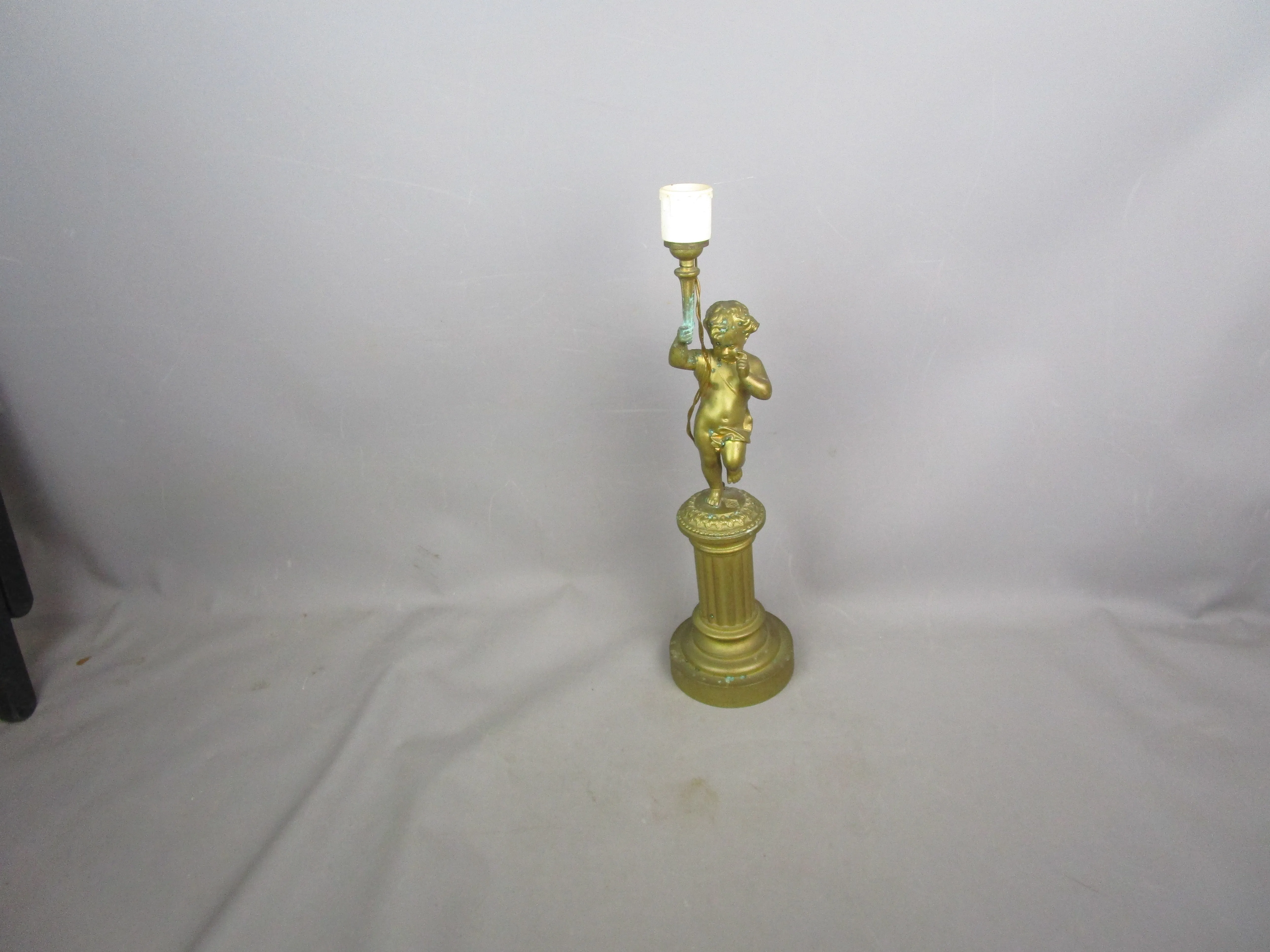 Converted To Electric Gas Cherub Putto Lamp Base Antique Victorian c1890