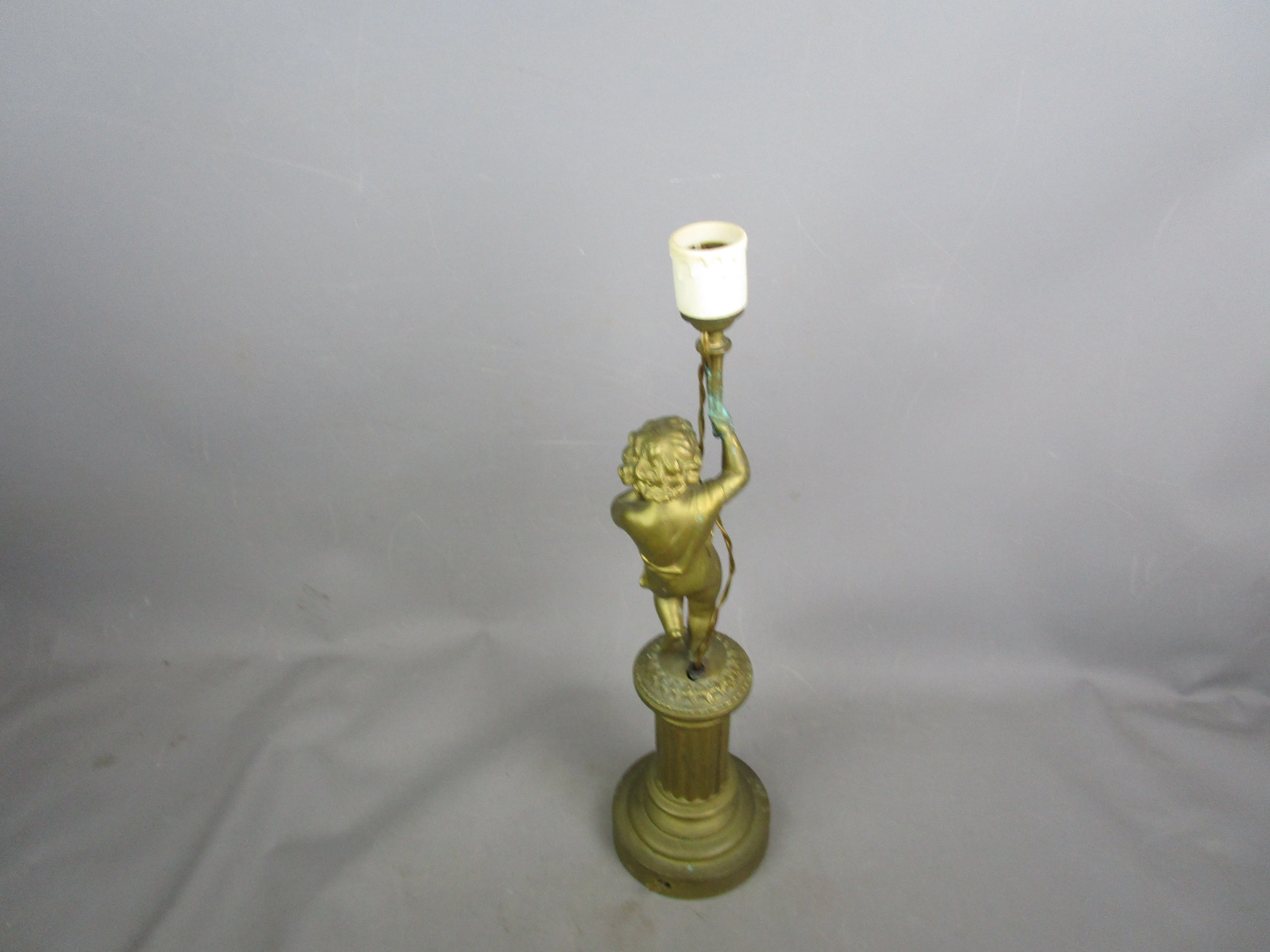 Converted To Electric Gas Cherub Putto Lamp Base Antique Victorian c1890