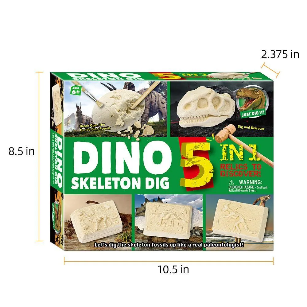 Exciting Dinosaur Excavation Kit for Kids - 5 Skeletons to Dig