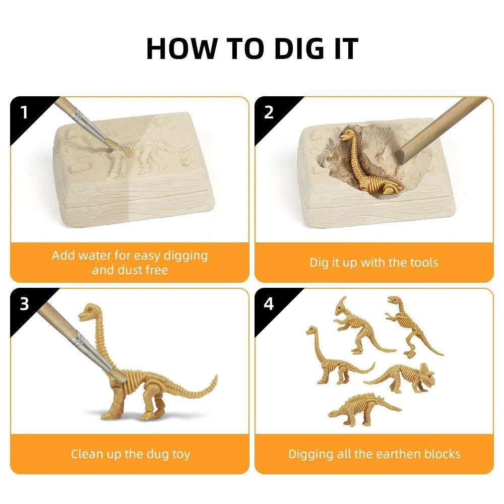 Exciting Dinosaur Excavation Kit for Kids - 5 Skeletons to Dig