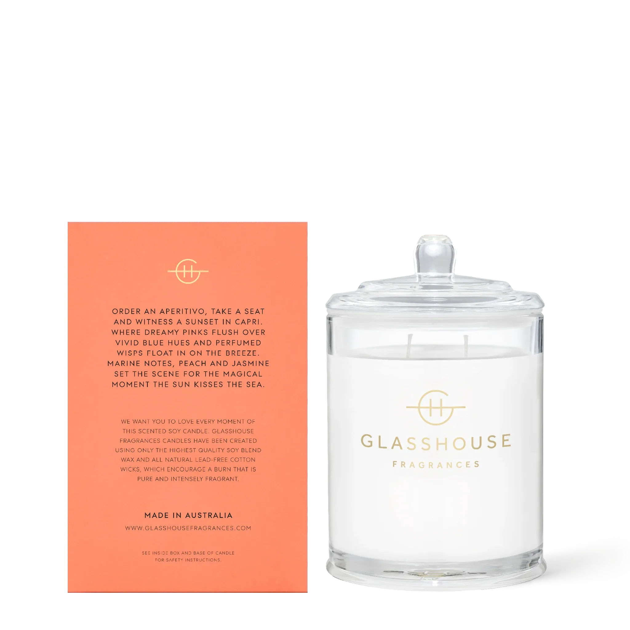 GLASSHOUSE 380g Candle SUNSETS IN CAPRI