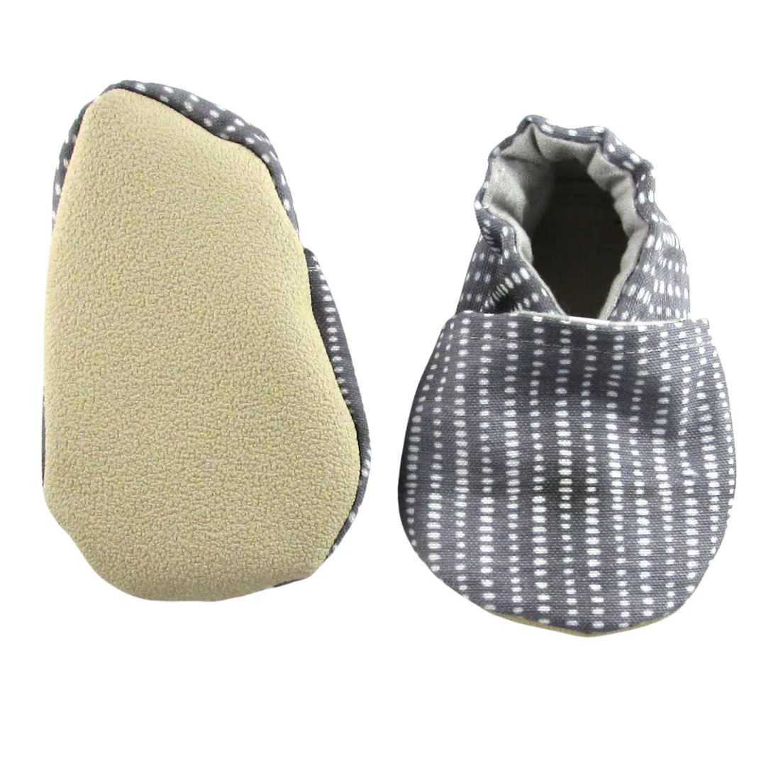 Grey and White Eco-Canvas Baby Shoes