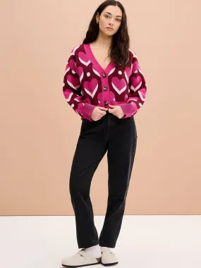 Heather Heart Cardigan in Pink