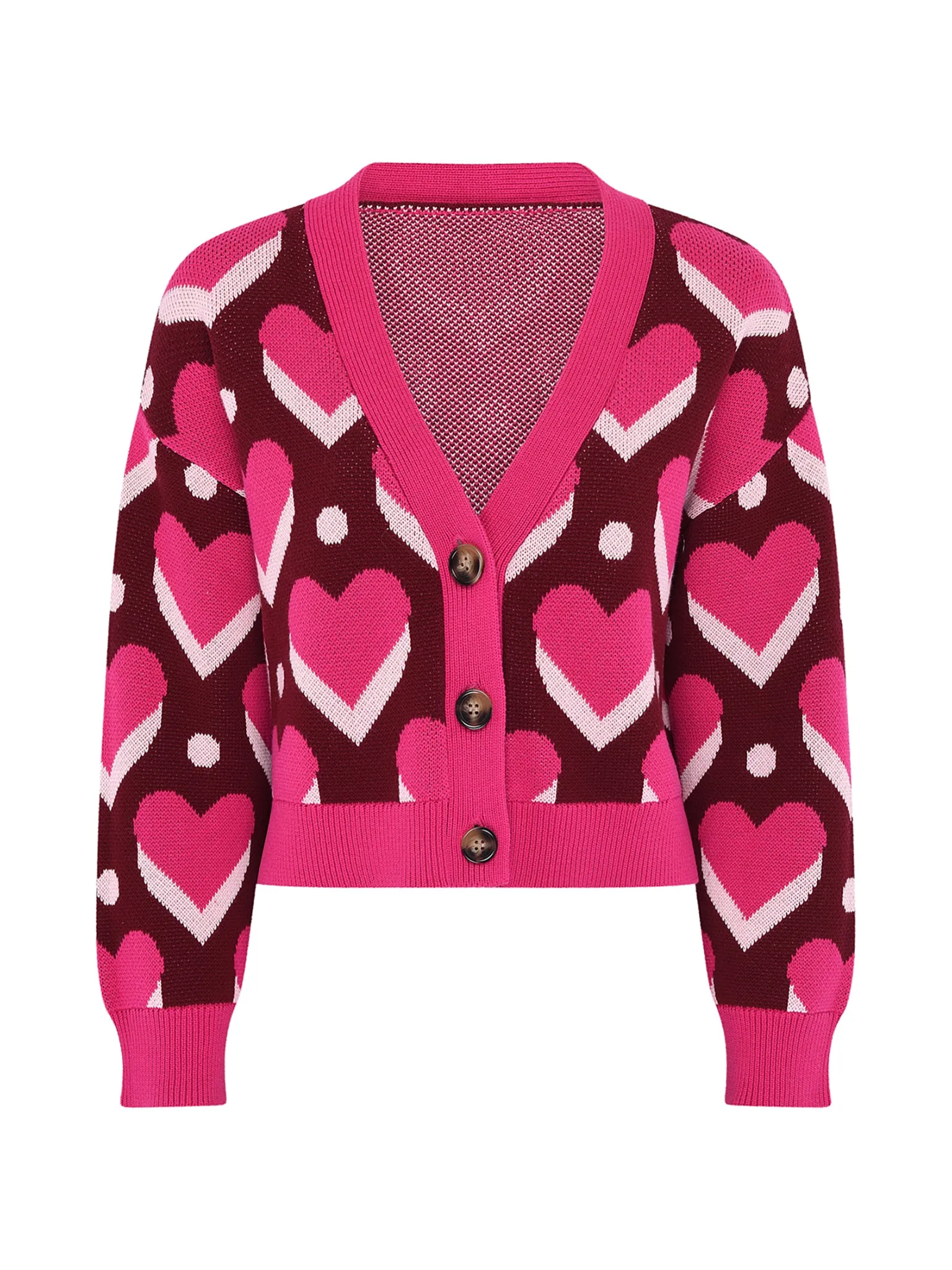 Heather Heart Cardigan in Pink