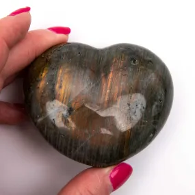 Labradorite, Orange Flash - Heart