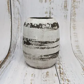 NEW! Black and White with Thick Horizontal Lines Vase by SRS Ceramics