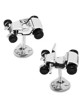 Ox & Bull Hot Rod Car Cufflinks - Antique Silver Plated - Round Swivel Back