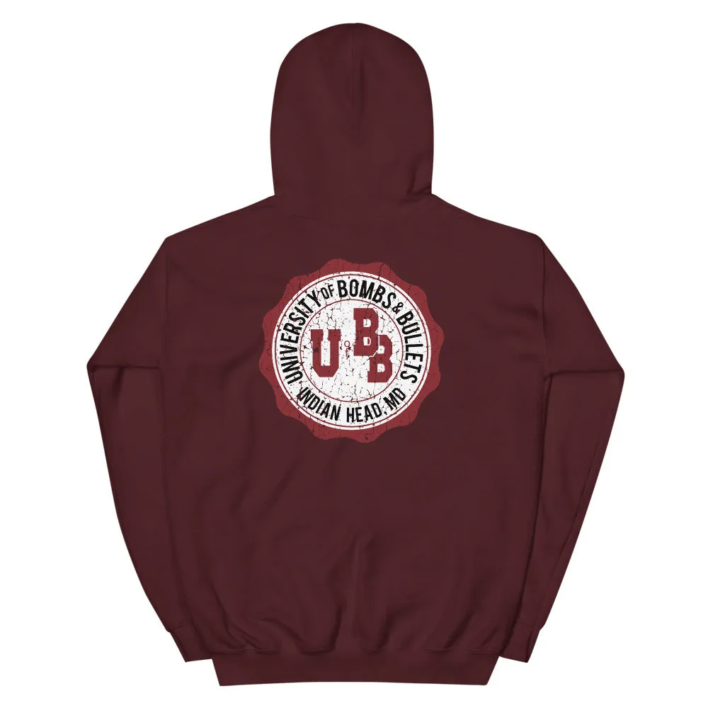 University of Bombs and Bullets Indian Head Aged Unisex Hoodie