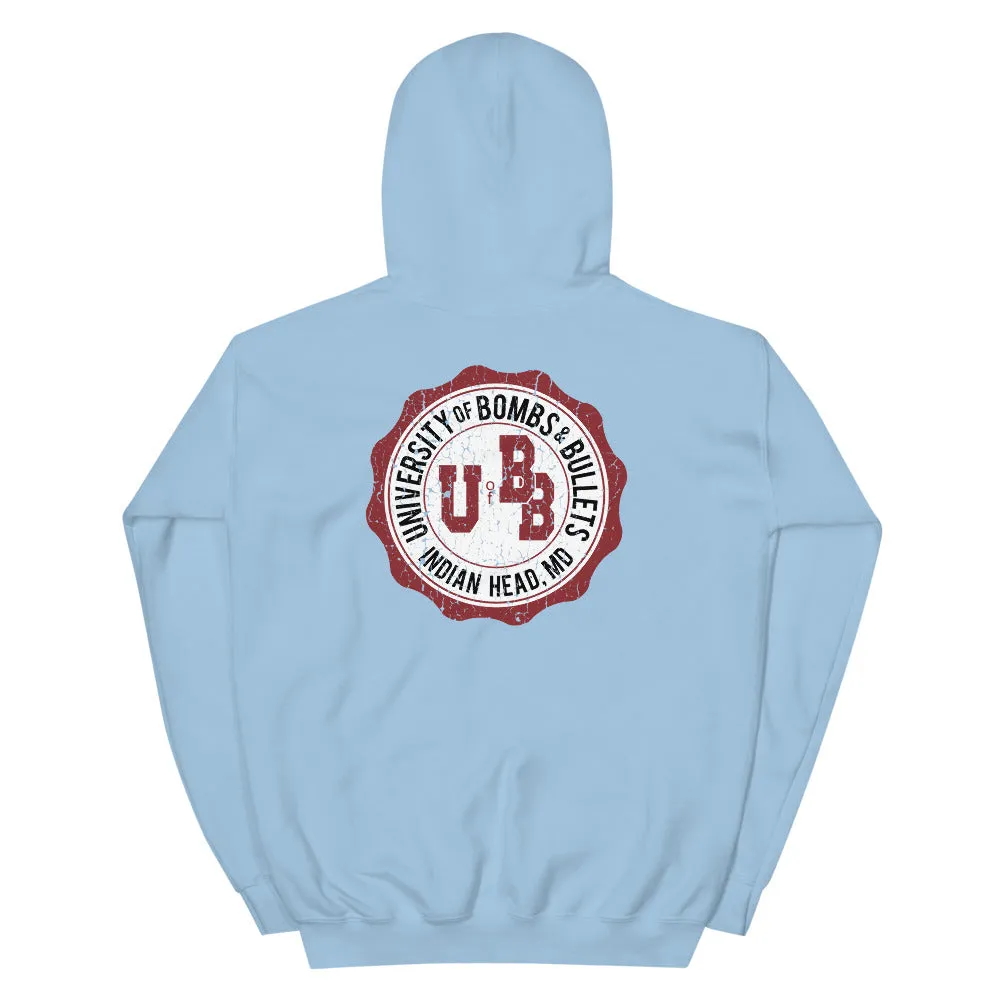 University of Bombs and Bullets Indian Head Aged Unisex Hoodie