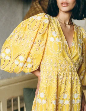 Yellow Broderie Anglaise Nora Midaxi Dress